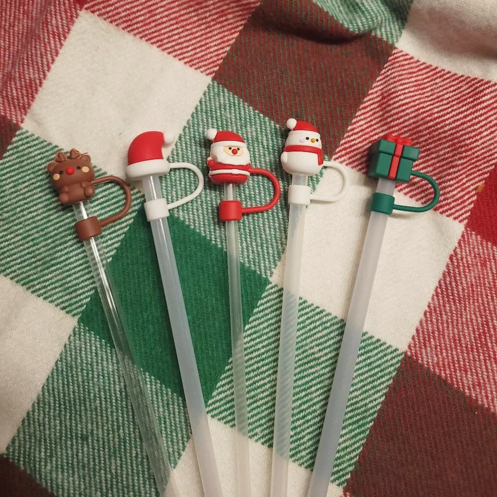 NEW 5pc Stanley Christmas Straw Topper Cup Cover Accessory Stocking Stuffer - Picture 1 of 10